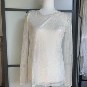 BCBG MAXAZRIA Sheer Light Stone Combo Long Sleeve Top Size M